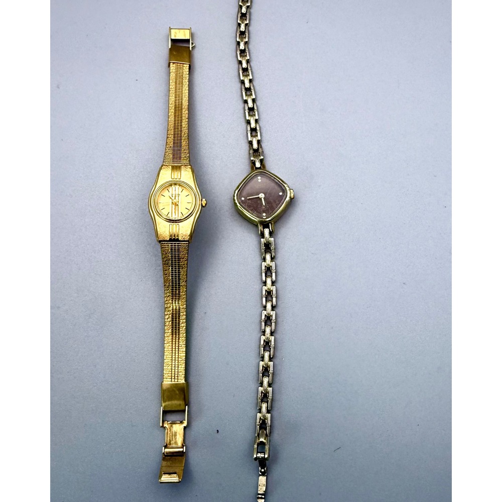2 Vintage Citizen Quartz Ladies Watches Gold Tone Nonworking Repair Lot
